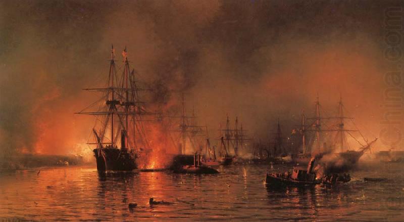 Mauritz F H Haas The Battle of New Orleans-Farragut-s Fleet Passing the Forts Below New Orleans china oil painting image